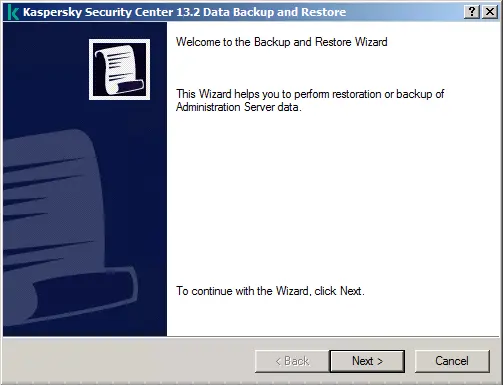 Welcome to the backup and restore Kaspersky