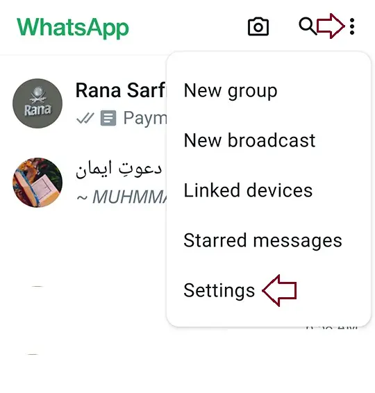 WhatsApp menu