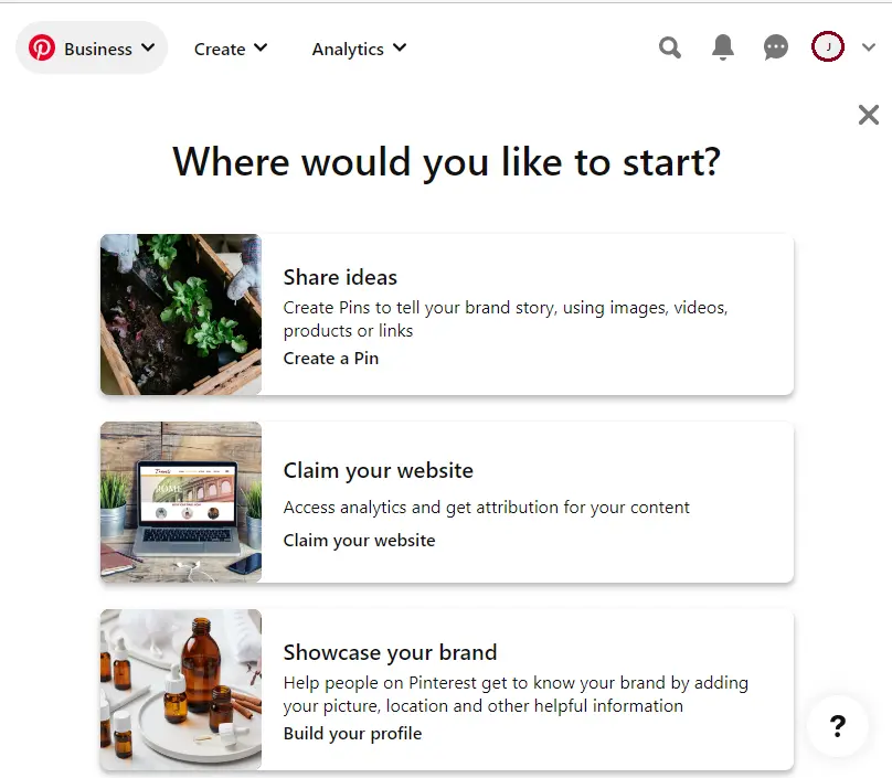 Where would you like to start Pinterest