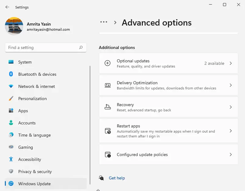 Windows 11 additional settings