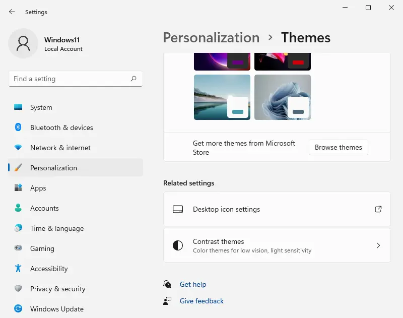 Windows 11 desktop icon settings