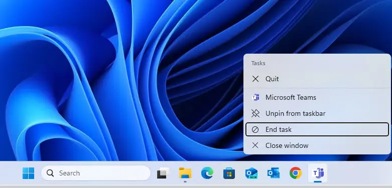 Windows 11 end task