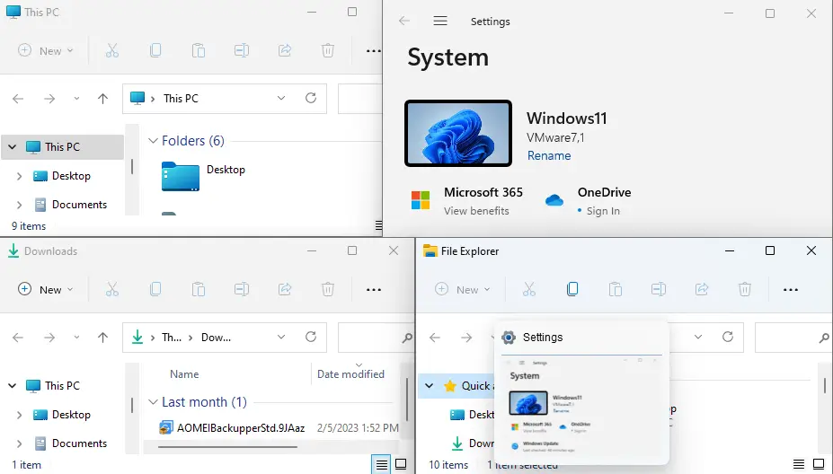 Windows 11 four split screen