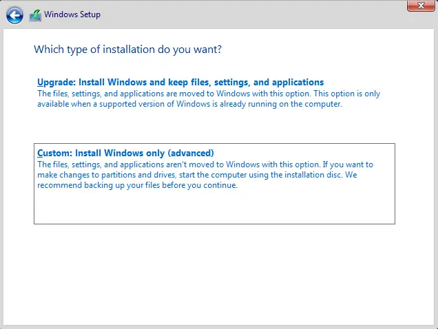Windows 11 setup custom:install