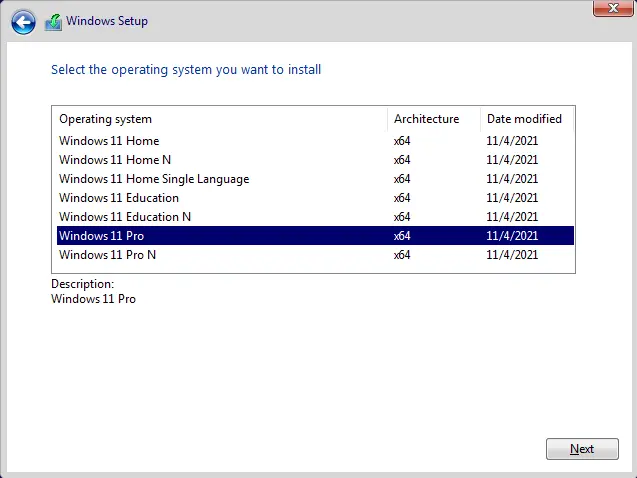 Windows 11 setup operating system