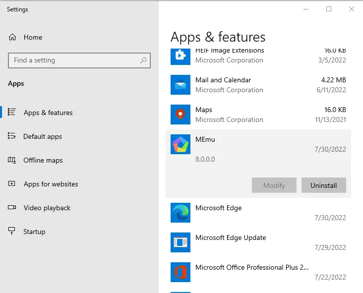 Windows App and features