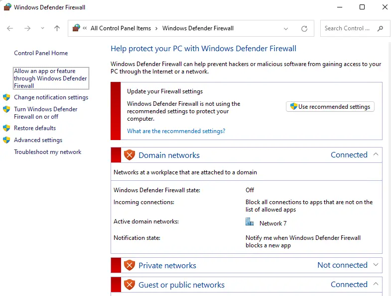 Windows Defender Firewall