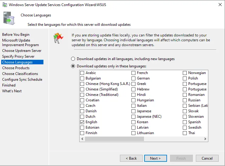 Windows Updates Languages