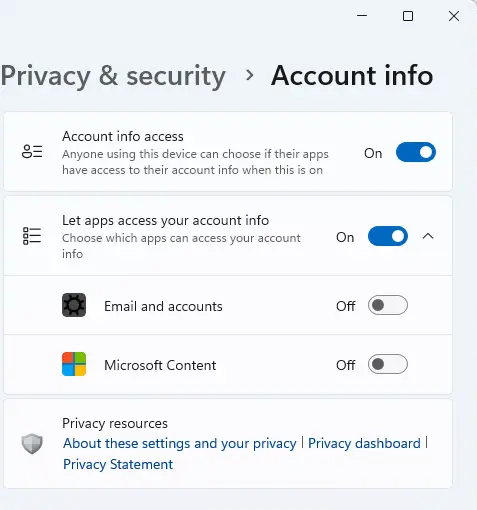 Windows account info access