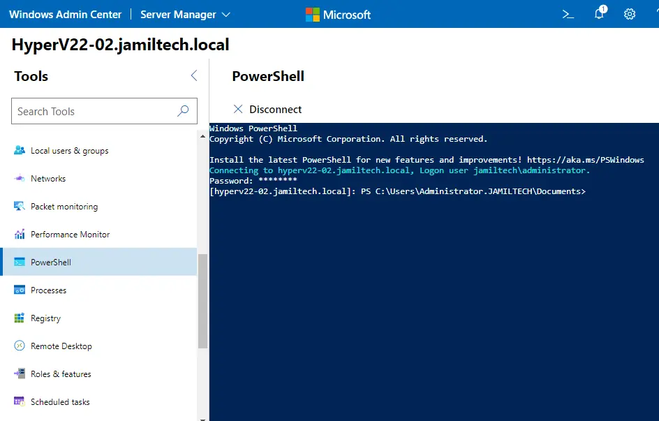 Windows admin center PowerShell