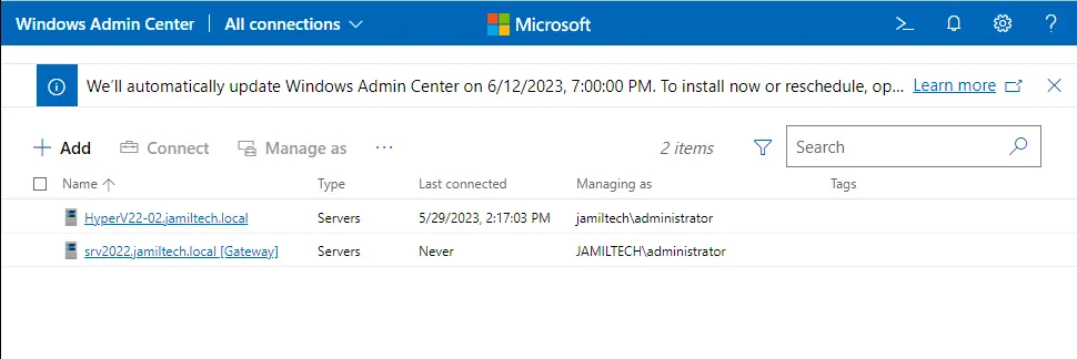 Windows admin center