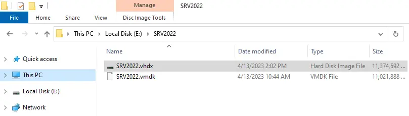 Windows explorer .vmdk file