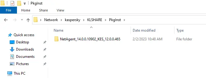 Windows explorer Kaspersky NetAgent