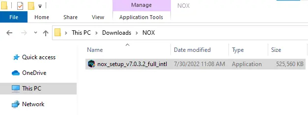 Windows explorer Nox setup