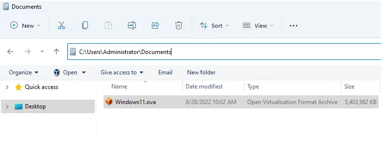 Windows explorer ova file