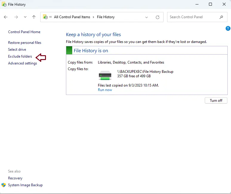 Windows file history