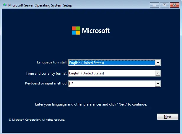 Windows operating system setup