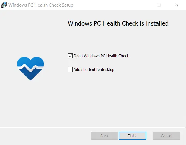 Windows pc health check installed