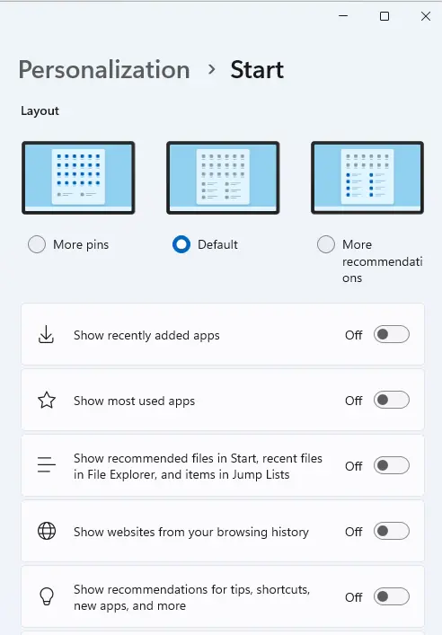 Windows personalization start