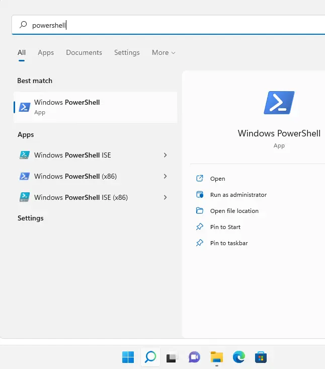 Windows search PowerShell