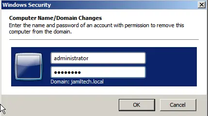 Windows security computer name/domain changes