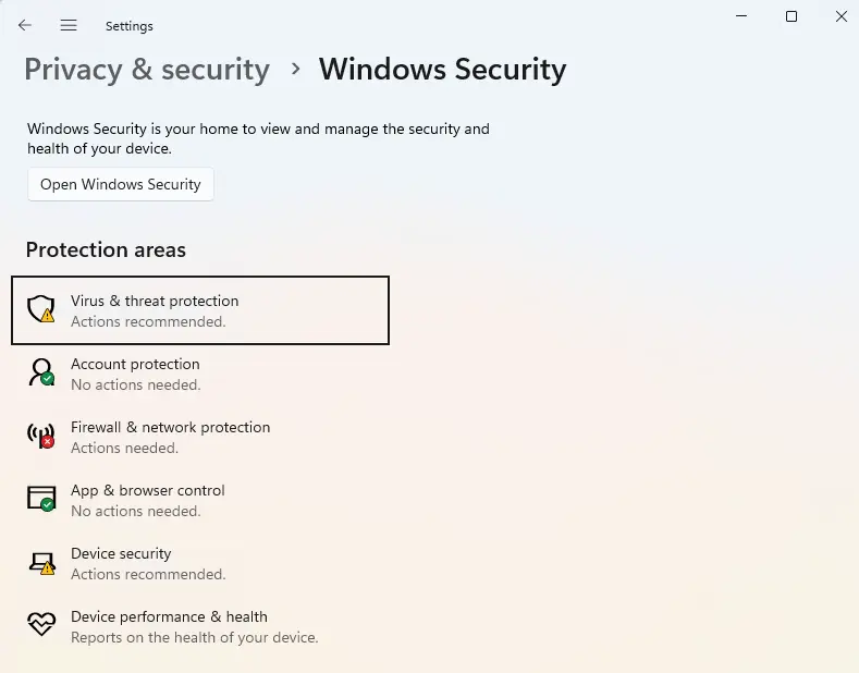 Windows security