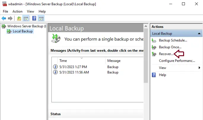 Windows server backup