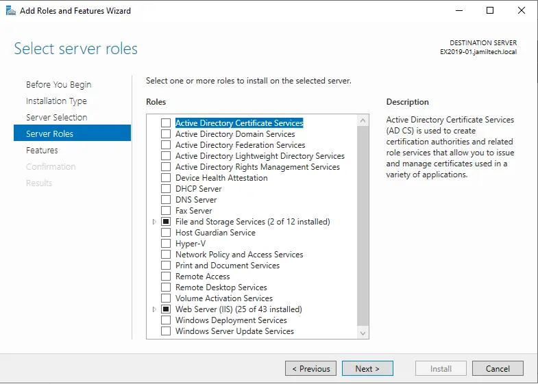 Windows server roles