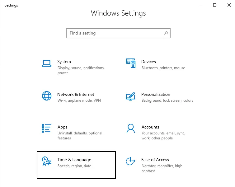 Windows settings app