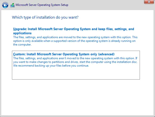 Windows setup server 2022 core