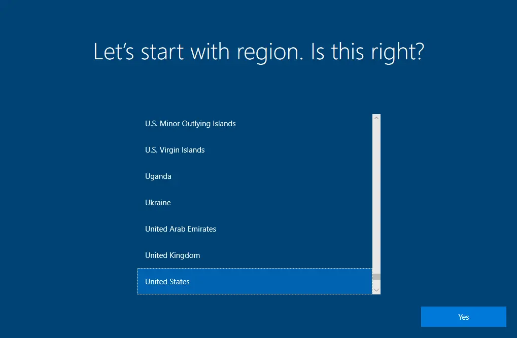 Windows start with regions