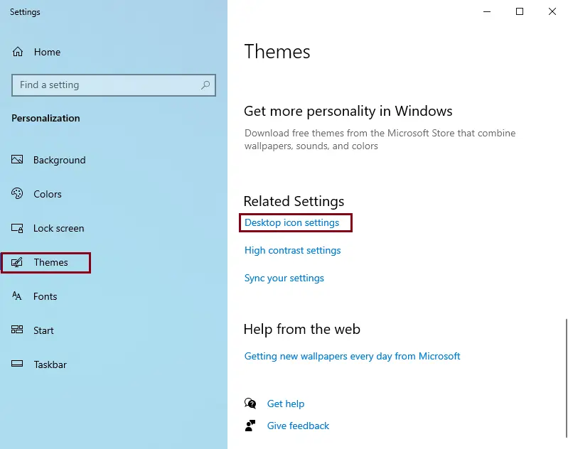 Windows theme settings