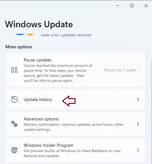 Windows update history