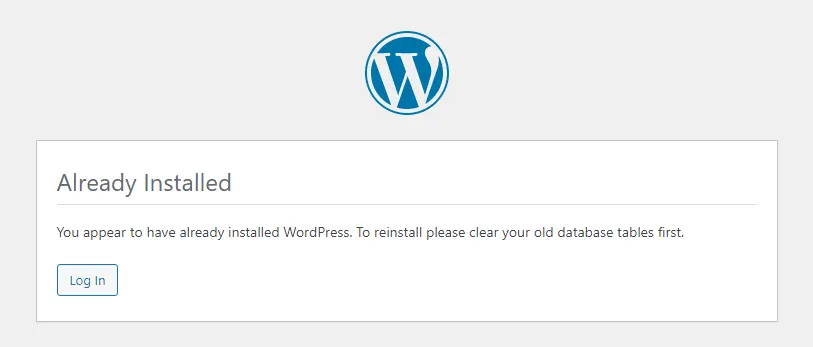 WordPress already installed