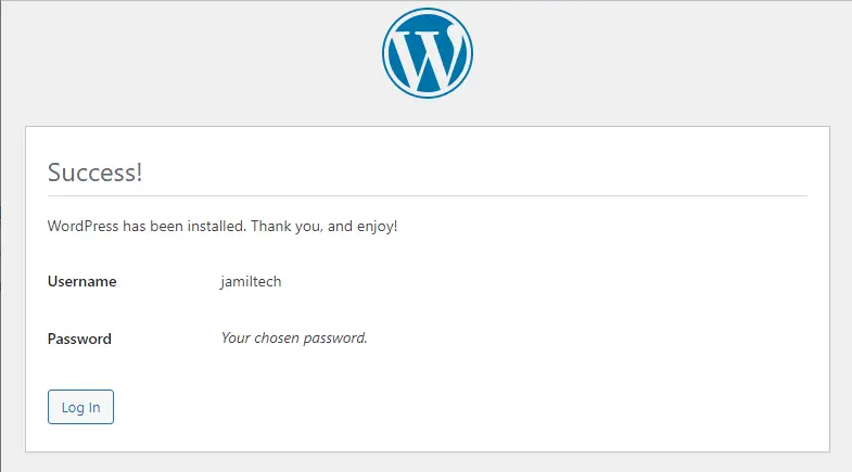 WordPress installed XAMPP