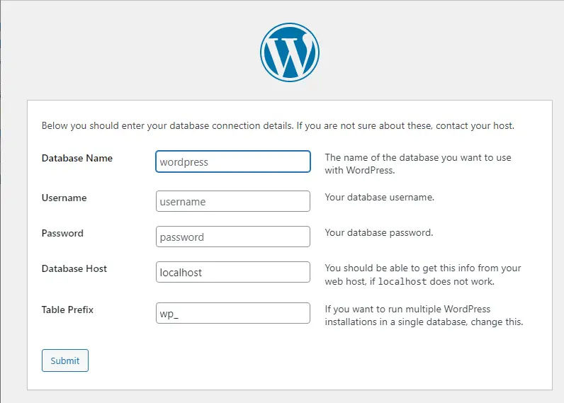 WordPress wp-admin setup