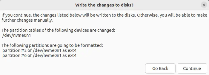 Write thanges to disks Ubuntu