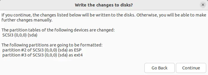 Write the changes to disk