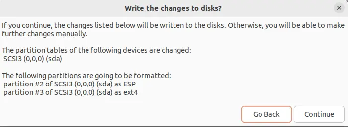 Write the changes to disks