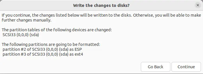Write the changes to disks Ubuntu