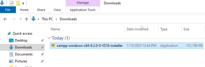 XAMPP Windows installer file