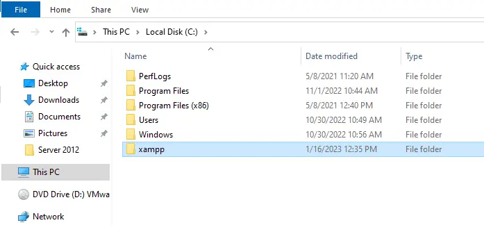 XAMPP folder