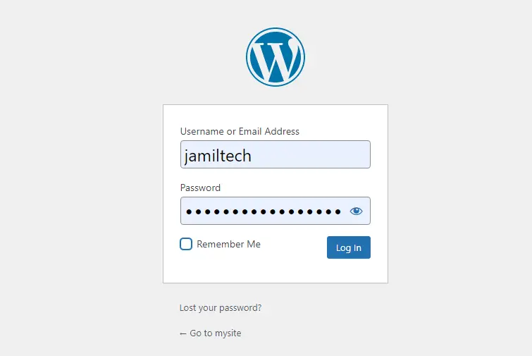 XAMPP server WordPress log in