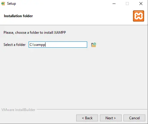 XAMPP server installation folder