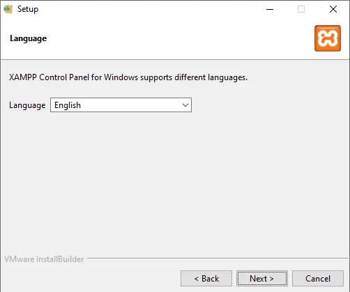 XAMPP server setup language