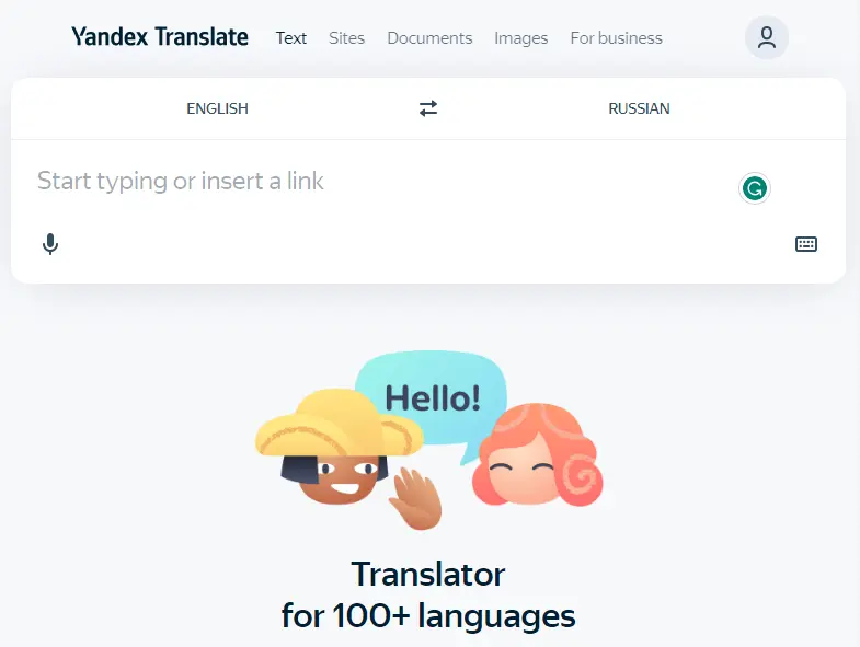 Yandex translator
