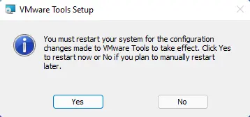 You must restart VMware tools