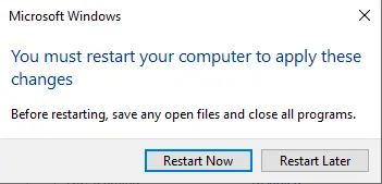 You must restart your computer