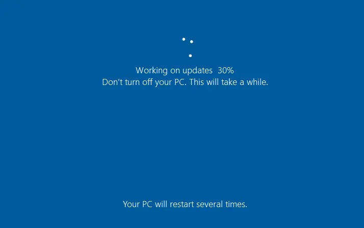 Your PC will restart several times