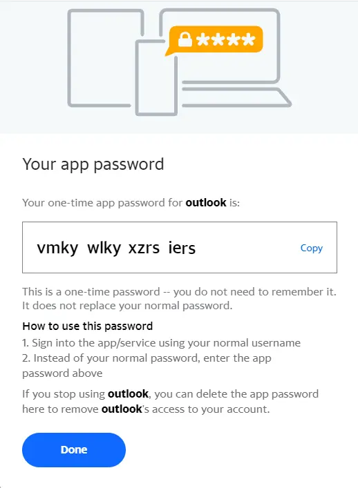 Your app password done